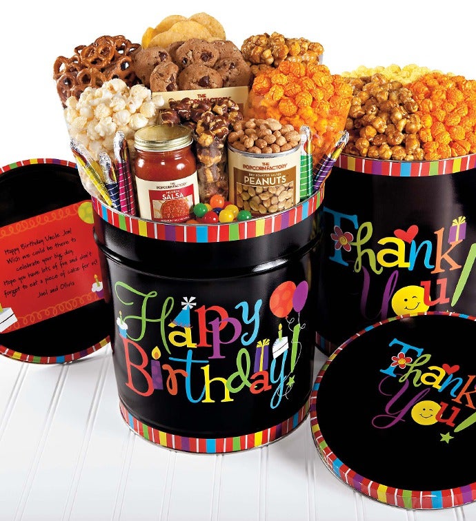 Birthday Wishes Popcorn & Deluxe Snack Tins