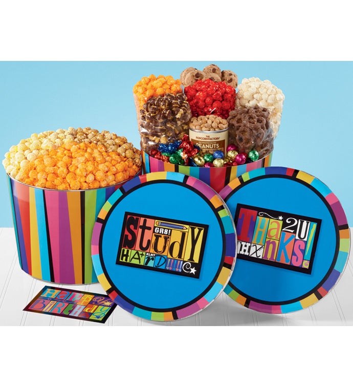 Magnet Snack Assortment & 3 Flavor Popcorn Tins