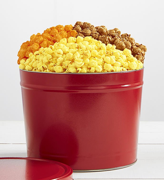 Simply Red 2 Gallon 3 Flavor Popcorn Tin