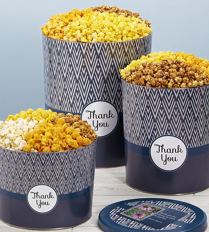 Simply Stated™ Thank You Popcorn Tins - 2 Gallon 3 Flavor