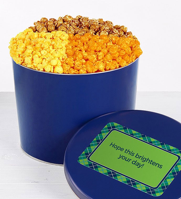 Solid Blue Popcorn Tin - 2 Gallon 4-Flavor (32 Cups)