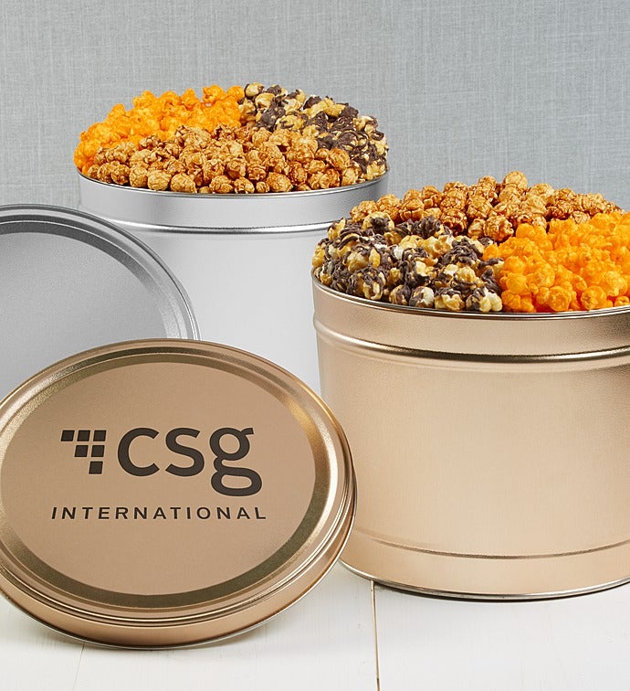 Simply Gold & Silver Deluxe Popcorn Tins - Silver 2-Gallon 3-Flavor
