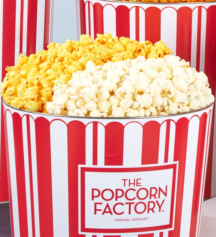 2 Gallon Tpf Retro Pick A Flavor Popcorn Tins - 2 Gallon Butter & White Cheddar Popcorn