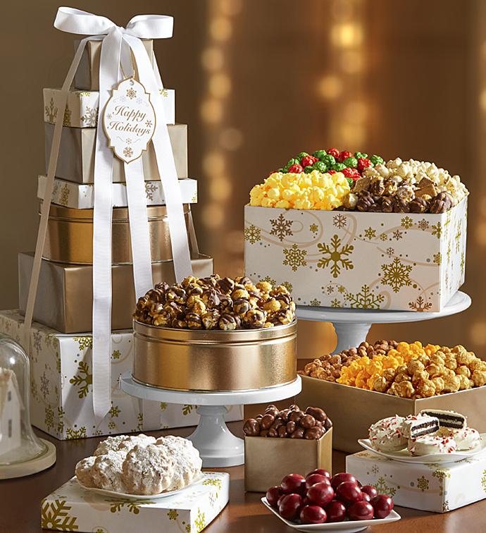 Gold Snowflake 7 Tier Tower