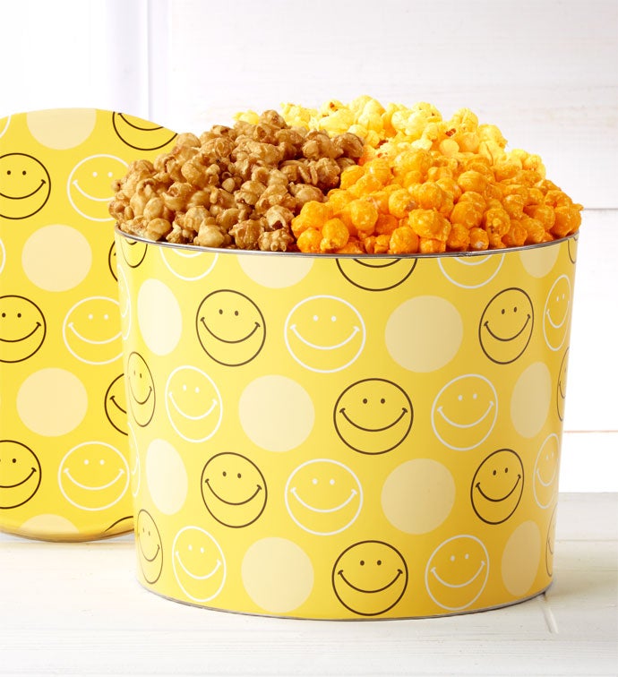 Smiley Dot 2 Gallon Popcorn Tin