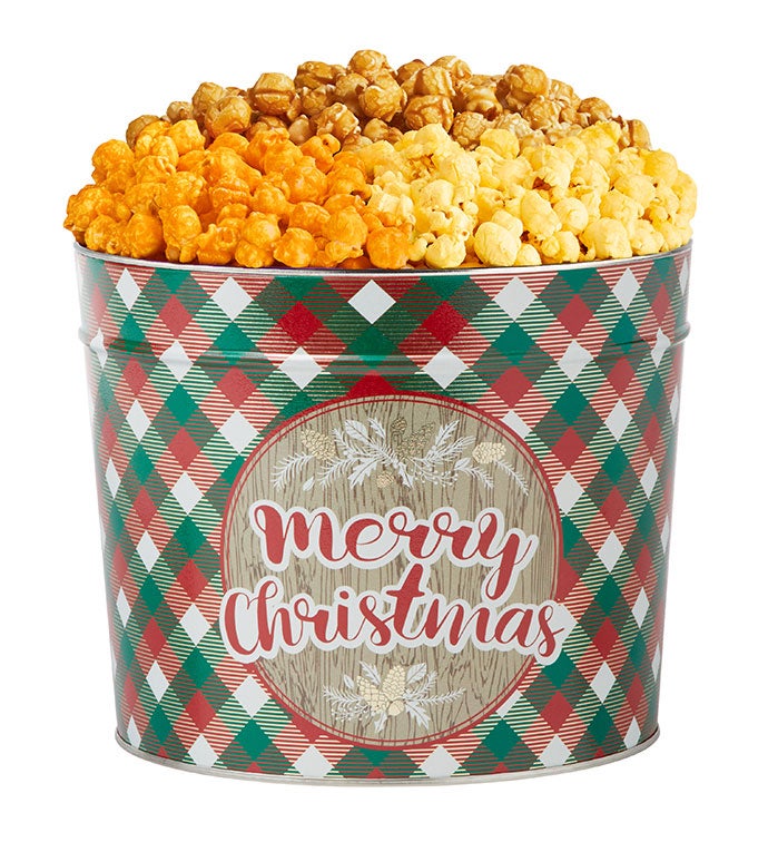 Tartan Plaid 3 Flavor 1.75 Gallon Popcorn Tin