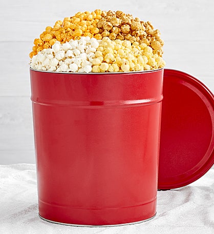 Simply Red 3 1/2 Gallon 4 Flavor Popcorn Tin