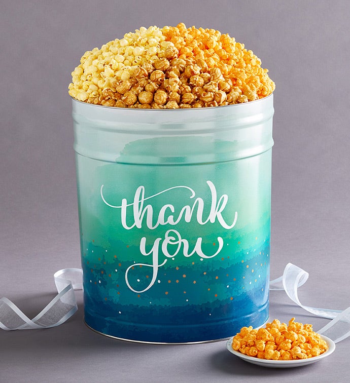 With Many Thanks 6 1/2 Gallon 3 Flavor Popcorn Tin