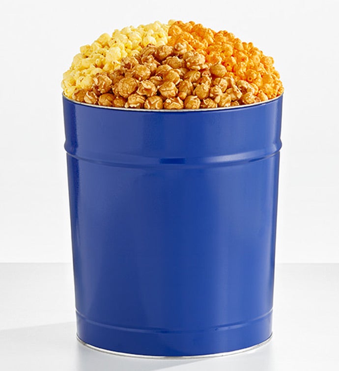 Simply Blue 3 1/2 Gallon 3 Flavor Popcorn Tin