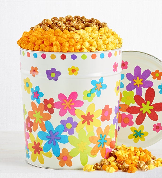 Spring Floral 3 1/2 Gallon Popcorn Tin 3 Flavor