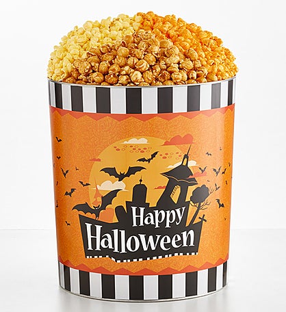 Happy Halloween 6 1/2 Gallon 3 Flavor Popcorn Tin