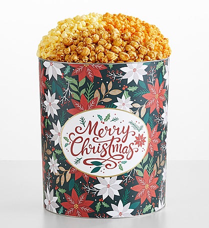 Merry Christmas 6 1/2 Gallon 3 Flavor Popcorn Tin