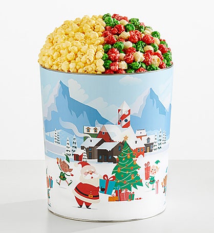 Santa's Workshop 3 1/2 Gallon 2 Flavor Popcorn Tin