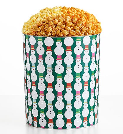 Holiday Snowman 6 1/2 Gallon 3 Flavor Popcorn Tin