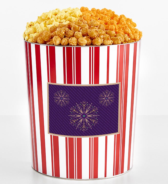 Tins With Pop® 3.5 Gallon Gold Snowflake Purple