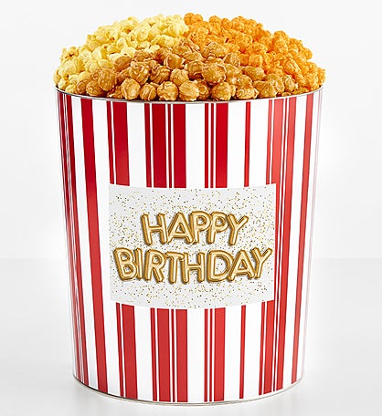 Tins With Pop® 3.5 Gallon Happy Birthday Gold Balloons 3 Flavor