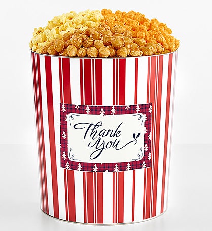 Tins With Pop® 3.5 Gallon Thank You Holiday Plaid Trees