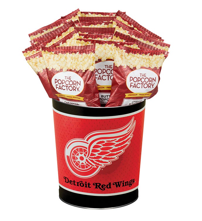 Detroit Red Wings Popcorn Tin with 15 Bags of Popcorn