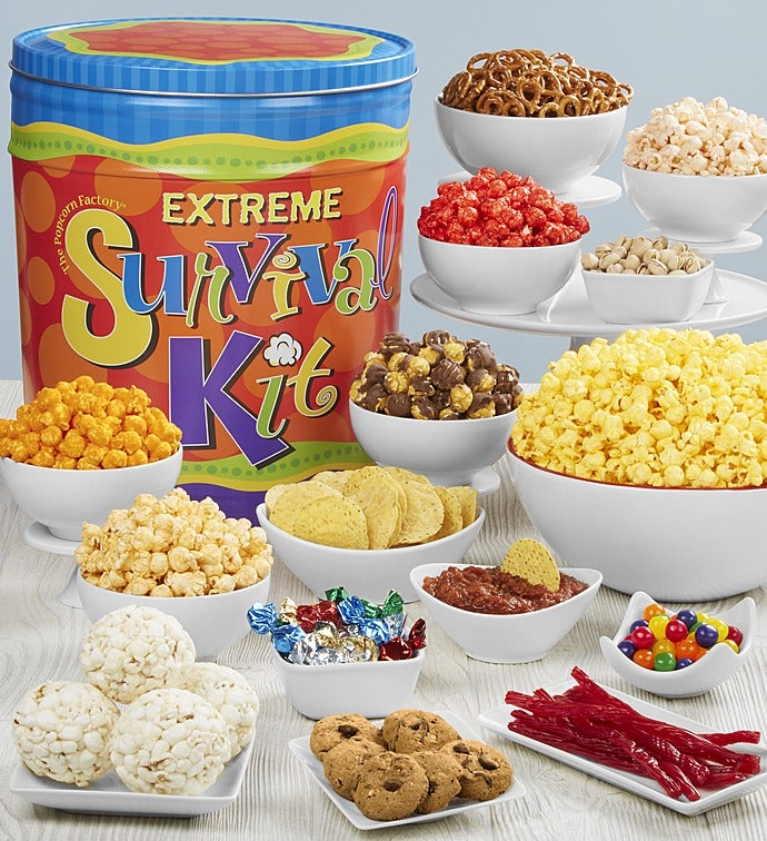 Extreme Survival Kit 3-Flavor Popcorn Tin or Snack Assortment