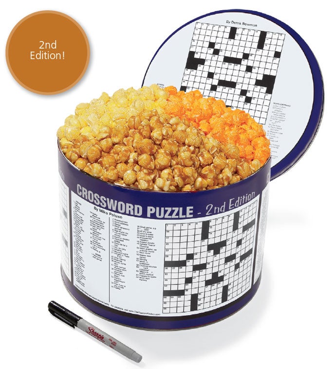 Crossword 2 Gallon 3Flavor Popcorn Tins