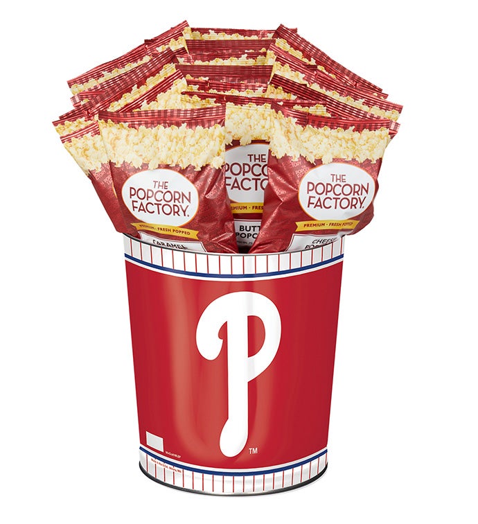 Philadelphia Phillies Popcorn Tin with 15 Bags of Popcorn