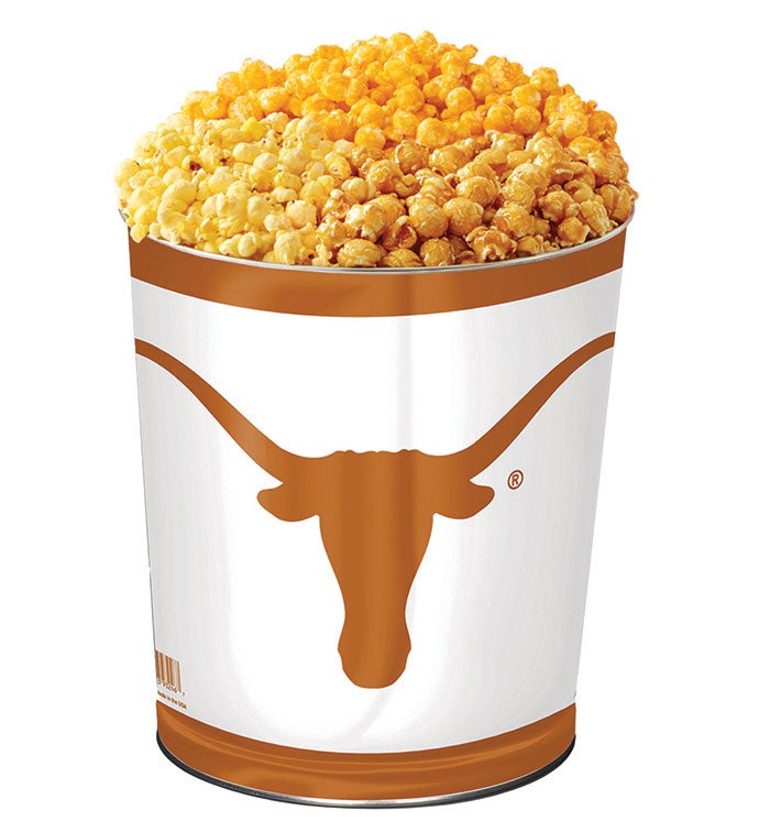 3 Gallon Texas University 3 Flavor Popcorn Tin