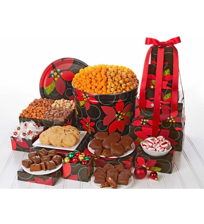 Holiday Poinsettia Tin & Tower