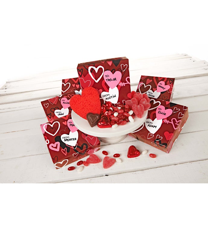 Set of 6 Graffiti Hearts Treat Boxes