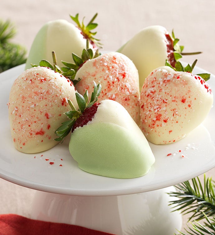 Full Half Dozen Holiday Mint Meltaway Chocolate Dipped Strawberries