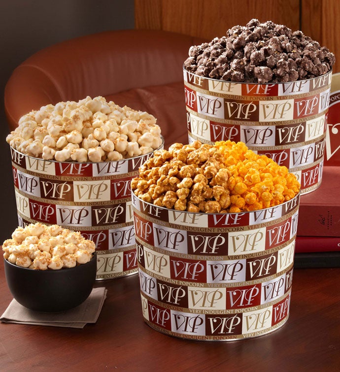 VIP   Very Indulgent Popcorn tm  Tins
