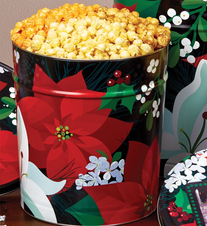 Winter Floral Popcorn Tins