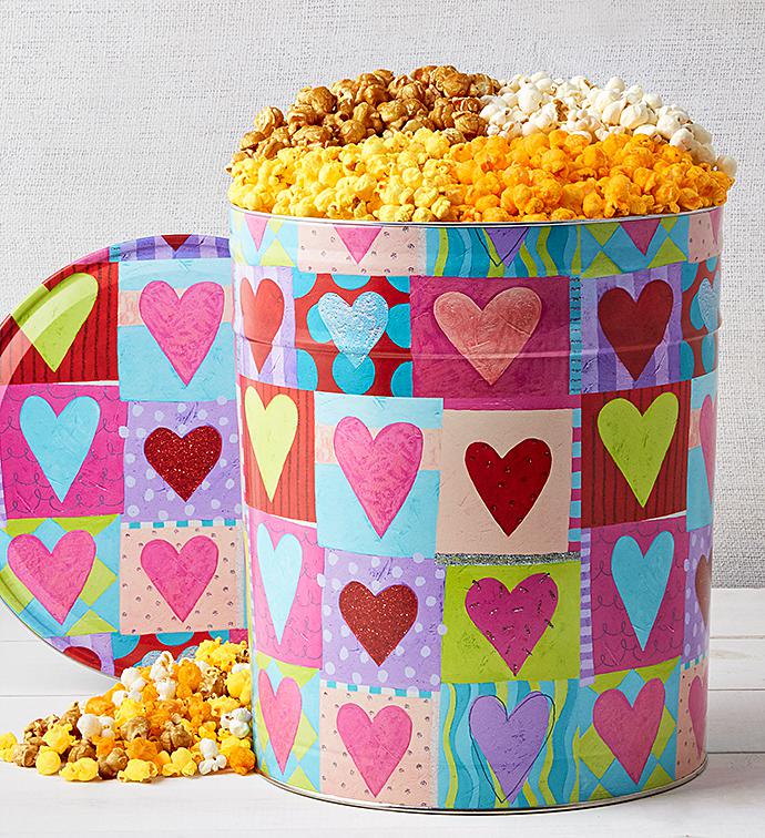 Heart Deco 6 1/2 Gallon Popcorn Tin
