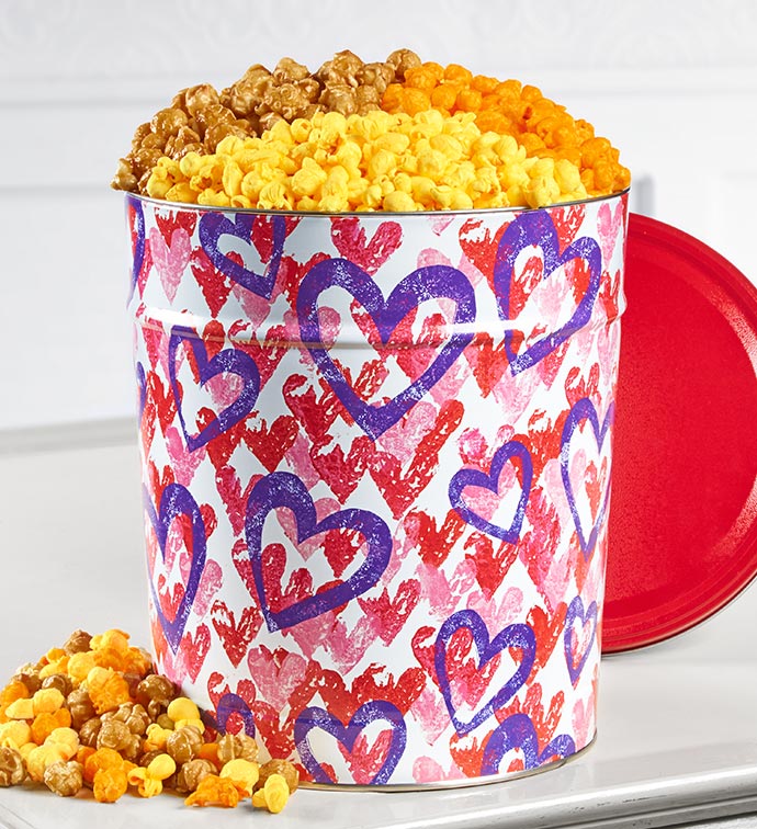 Forever Hearts 6 1/2 Gallon Popcorn Tin