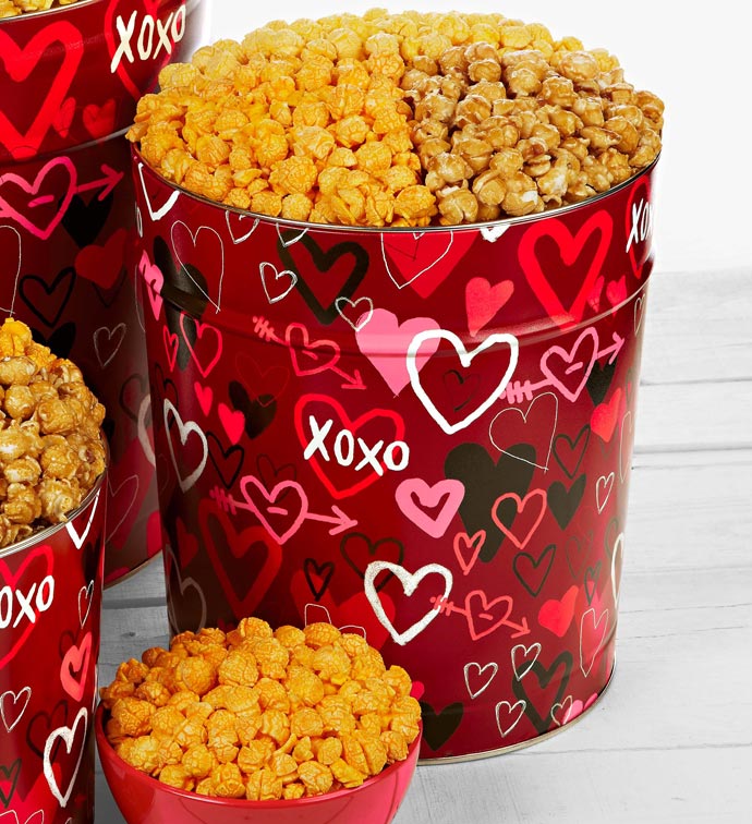 Graffiti Hearts 3 1/2 Gallon Popcorn Tin