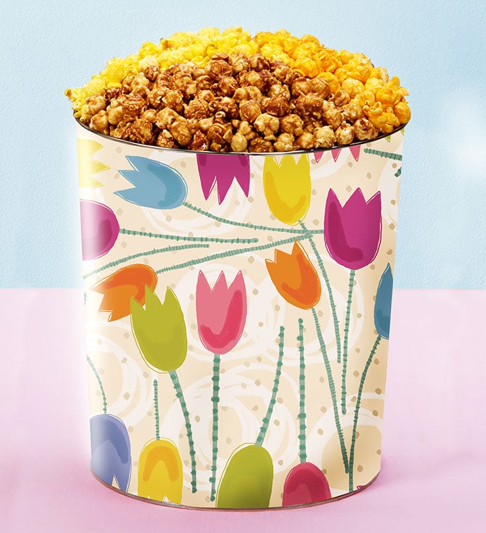 3 1/2 Gallon Tulips 3 Flavor Popcorn Tin