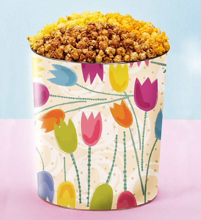 Spring Floral 3 1/2 Gallon Popcorn Tins   Free Ground Shipping!