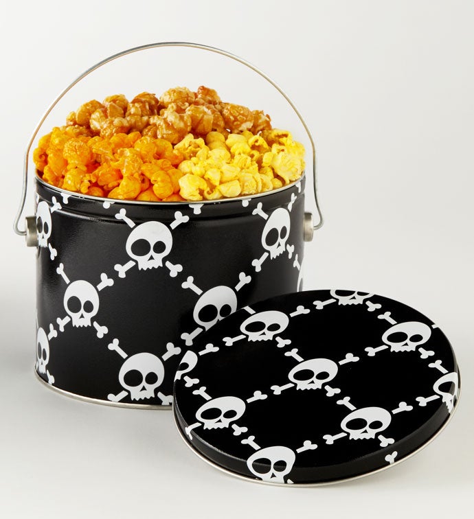The Popcorn Factory 1/2 Gallon Skulls 3 Flavor Popcorn Tin