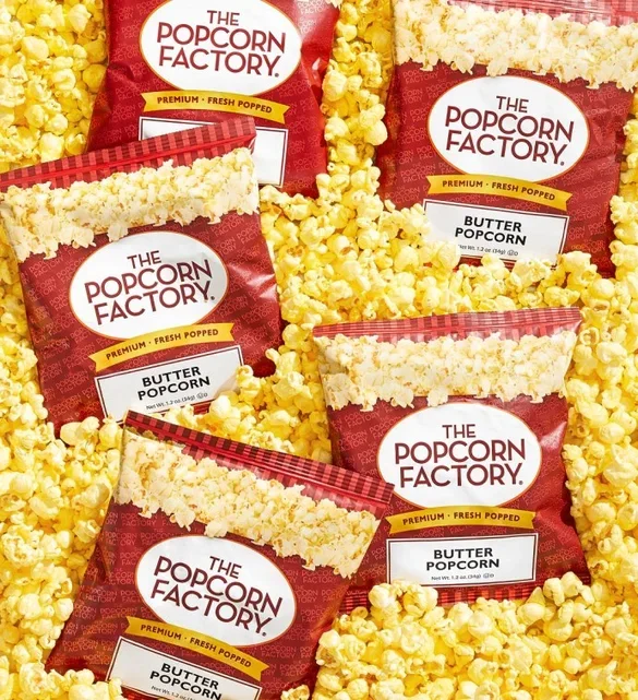 2 lb Kraft Box Pouch - Natural Kraft with Popcorn shaped Window - Foil lined