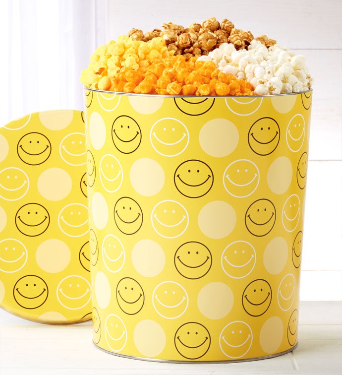Smiley Dot 3 1/2 Gallon Popcorn Tin