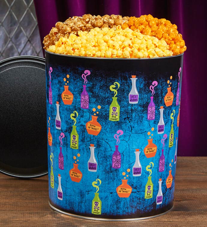 6 1/2 Gallon Halloween Poitions 3 Flavor Popcorn Tin