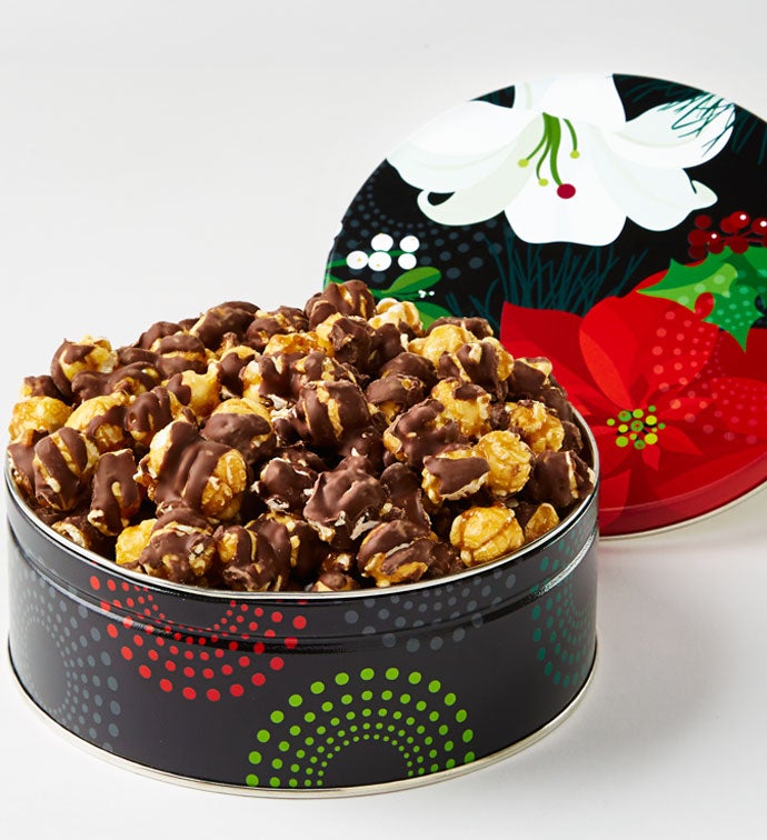 Winter Floral Drizzled Caramel Corn Gift Tin