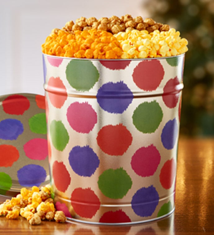 6 1/2 Gallon Holiday Dots Popcorn Tin