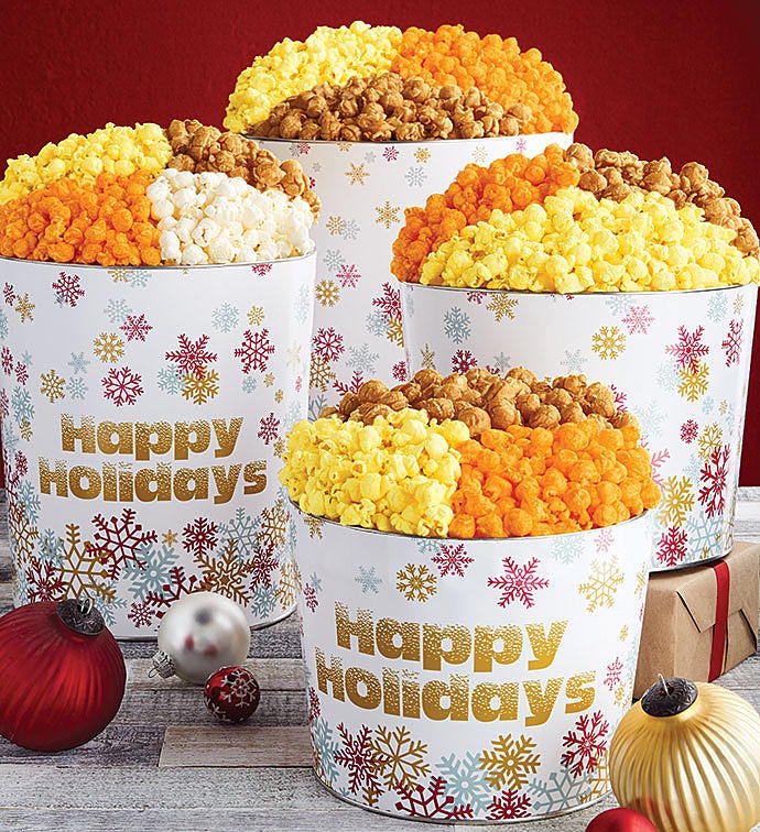 Sparkling Snowflake Popcorn Tins