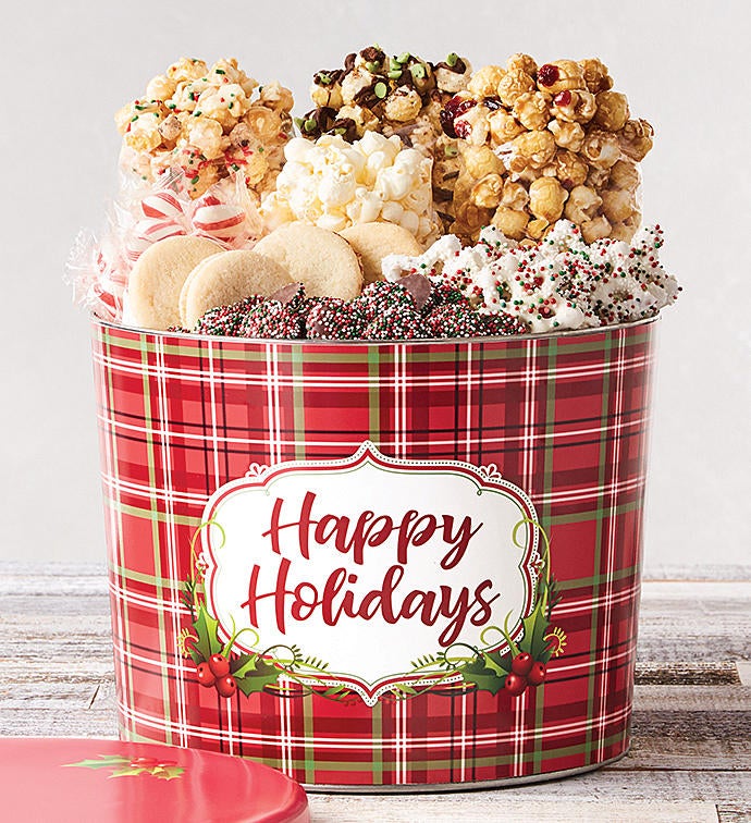 Holly Plaid Happy Holidays Grand Snack Assortment