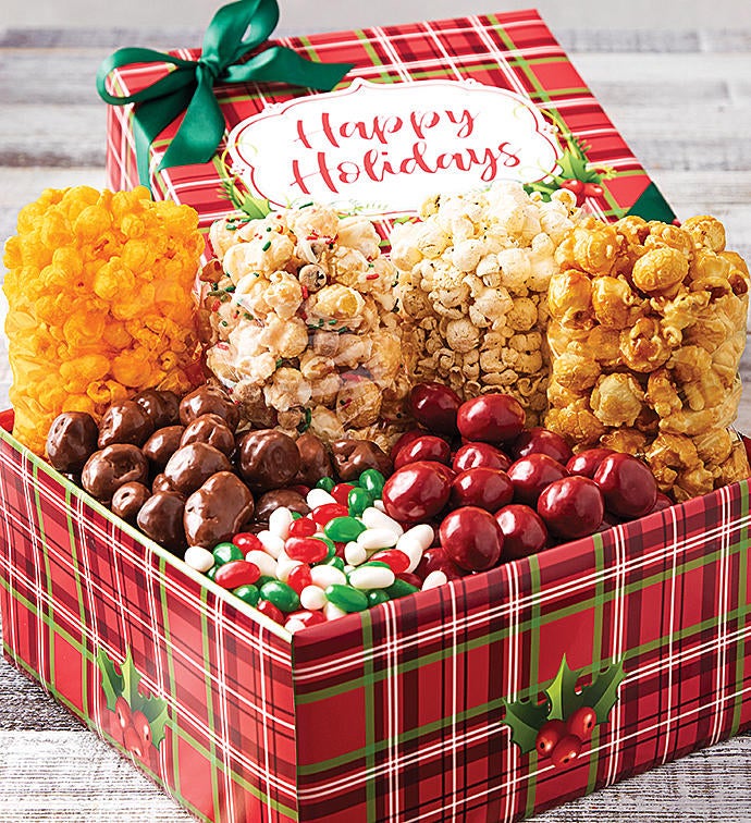 Holly Plaid Happy Holidays Snack Box