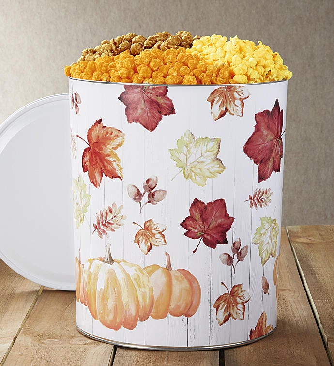 Fall Into Autumn 6 1/2 Gallon Popcorn Tin