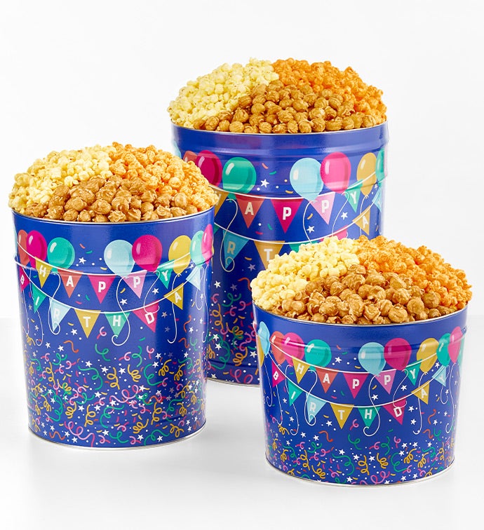 Birthday Balloons 6 1/2 Gallon 3 Flavor Popcorn Tin