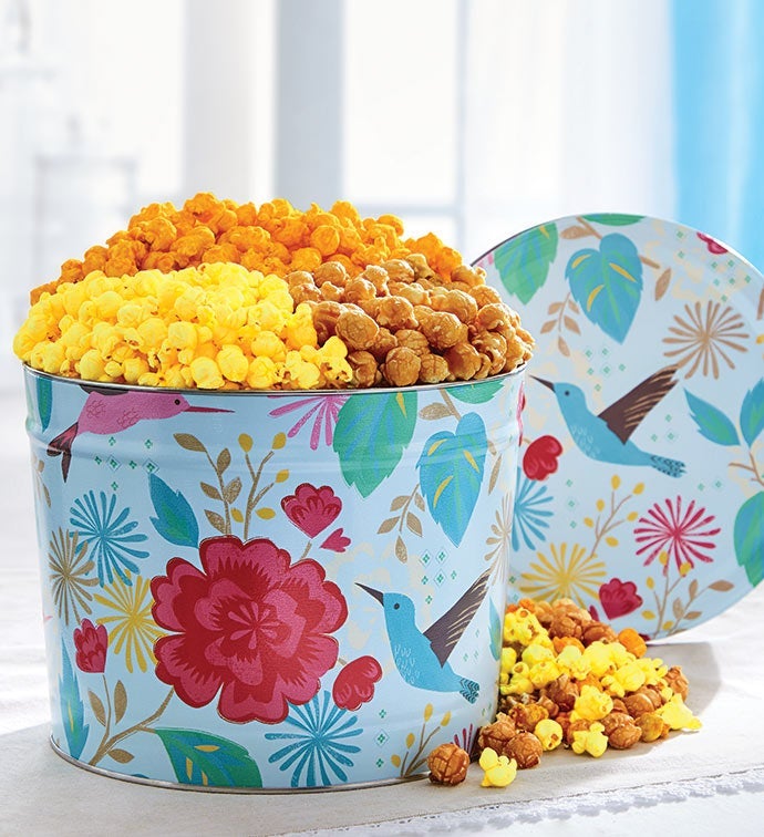 Hummingbird Garden 2 Gallon 3 Flavor Popcorn Tin