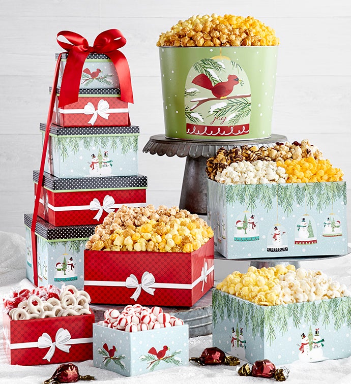 Magical Holiday 5 Tier Gift Tower and Popcorn Tin