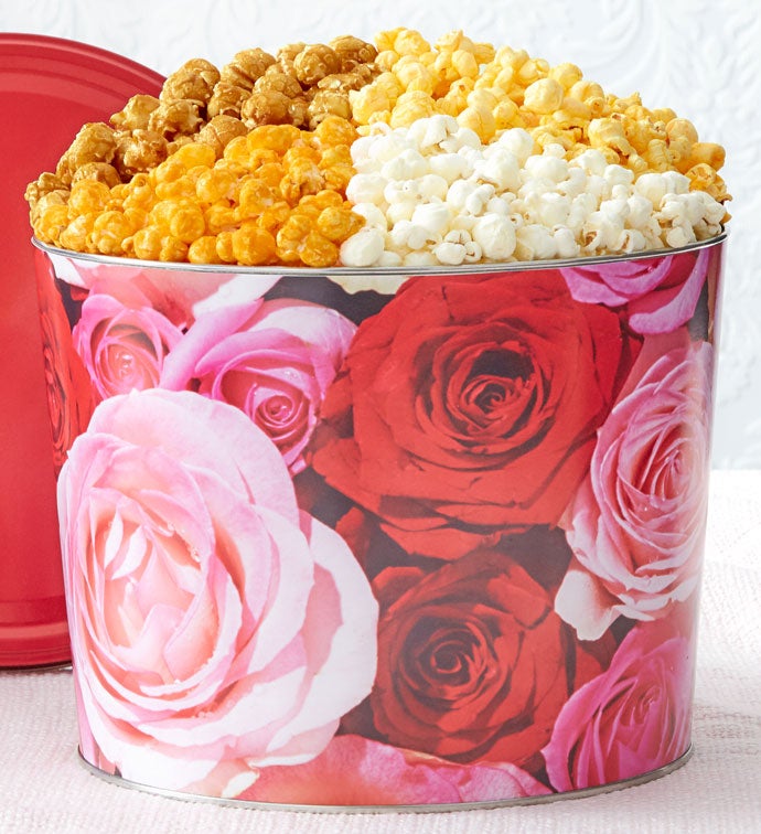 Forever Roses 2 Gallon Popcorn Tin